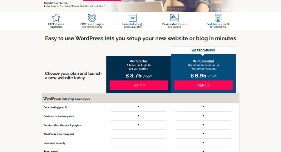 Image of Check the WordPress section on the hosting website