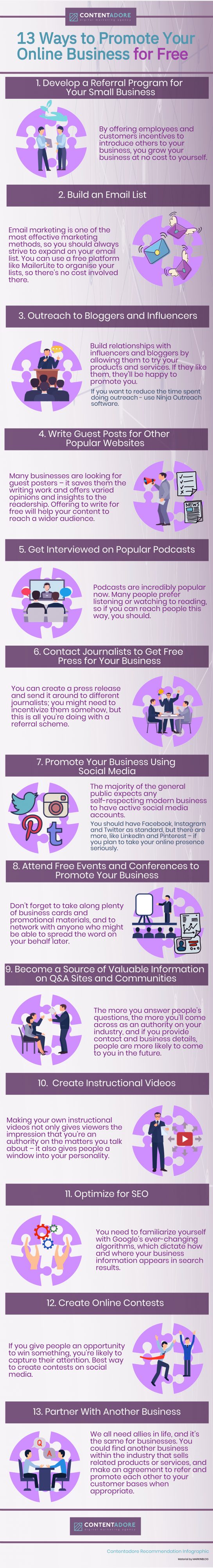 13 ways to promote business for free